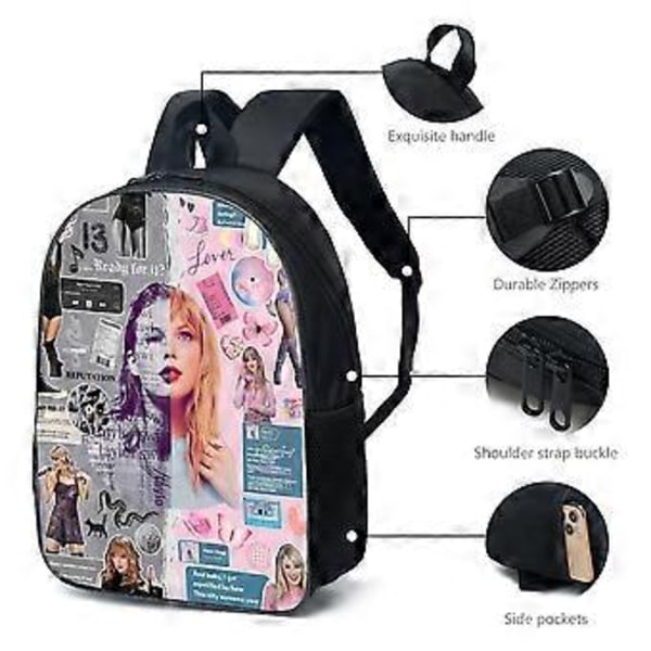 Popstjernen Taylor Swiftie 3D-trykt Ryggsekk Barn Student Skoleveske Reise Skulderryggsekk (7)
