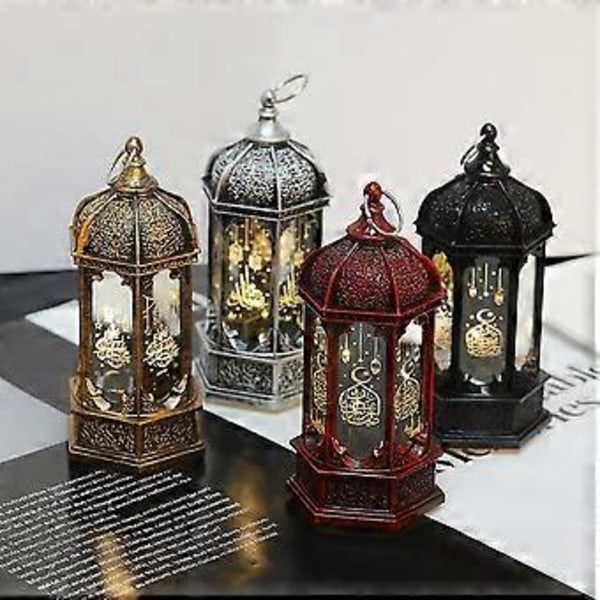 Islamisk Lanterne Muslim Ramadan Eid Led Lys Arabisk Studie Belysning Lampe Batteridrevet