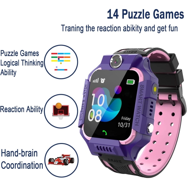 Smart watch för barn, pekskärmssamtalsfunktion, stegräknare, kom
