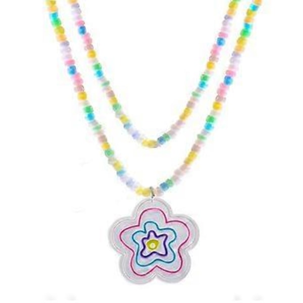 Värikäs Helminauha Boho Tähti Sydän Riipus Choker Ketju Kaksinkertainen