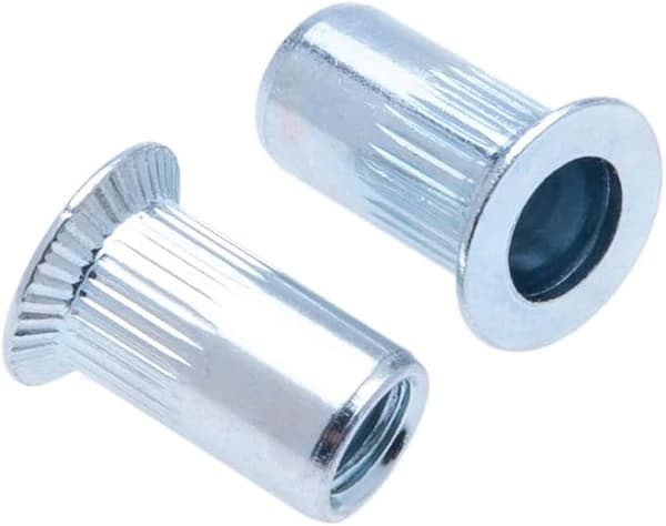 M6 blind crimp, countersunk head, grooved round body, open thread