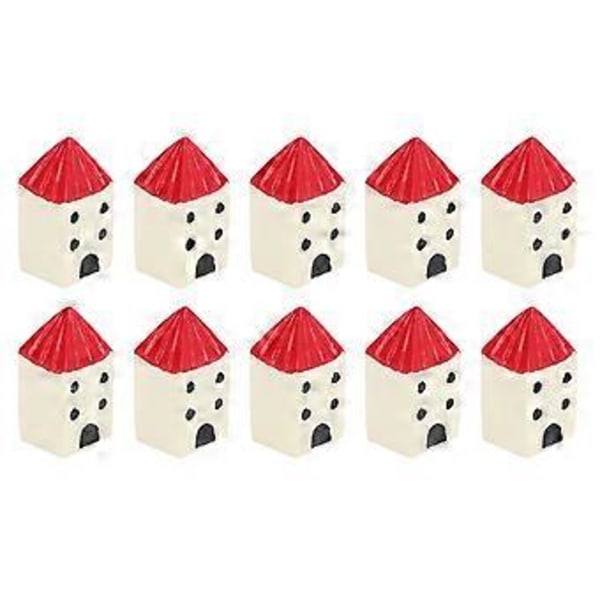 10 st Miniatyr Röda Hus Dekorationer Innovativ Medelhavs Stil Resin 1:12 Dockhus Miniatyr Husmodell ( )