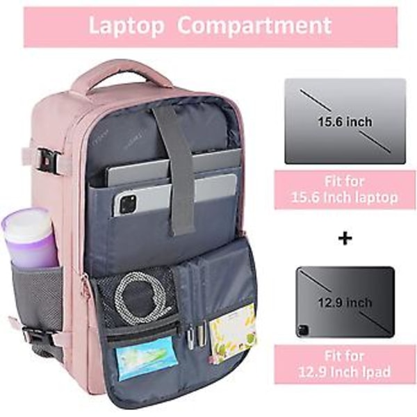Reise Ryggsekk Kabinryggsekk Med Usb-Ladingspورت & Skopose, Tsa 15.6 Tommer, Flygodkjent, College Sykepleierbag Casual Laptop Dagryggsekk