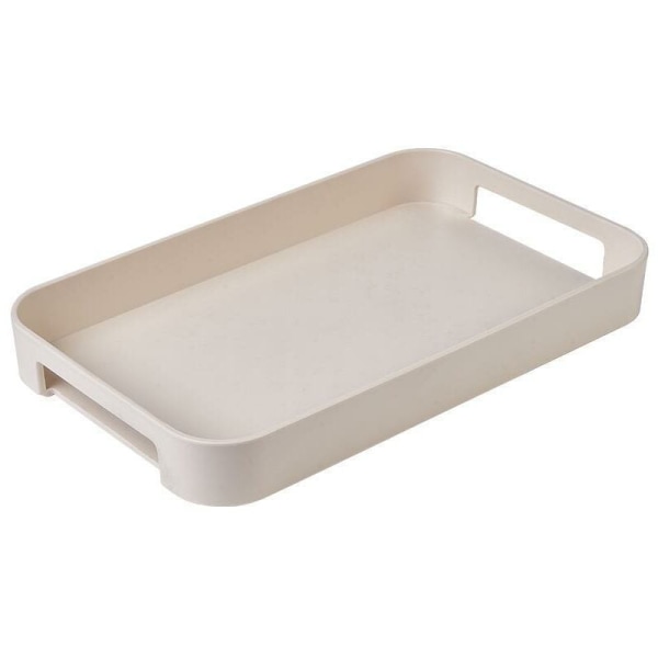Beige Hvit Serveringsbrett Med Håndtak Rektangulær Stable Plast
