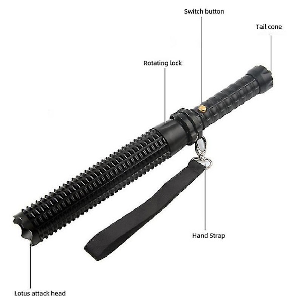 Nödläges Självförsvar Taktik Retractable Laddningsbar LED Vatten