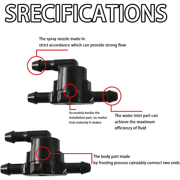 2-pack vindrutespolarspolningsslang backventiler, T-koppling vindrutespolning