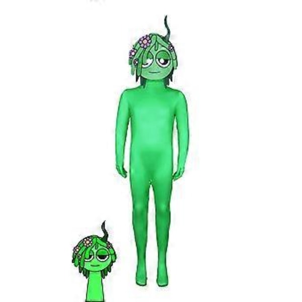 Sprunki Cosplay Kostume Jumpsuit Festlig Udklædning Bodysuit (140 Grøn)