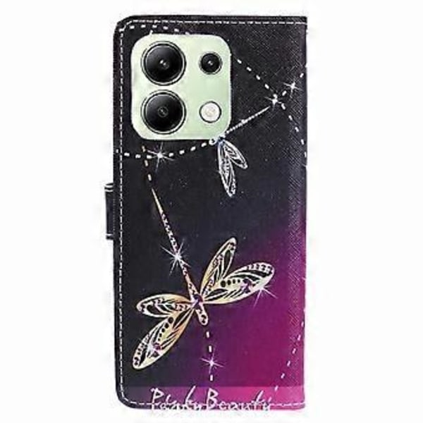För Xiaomi Redmi Note 13 4G Mobilskal Läder 3D Mönster Magnetiskt Fodral (Dragonflies)
