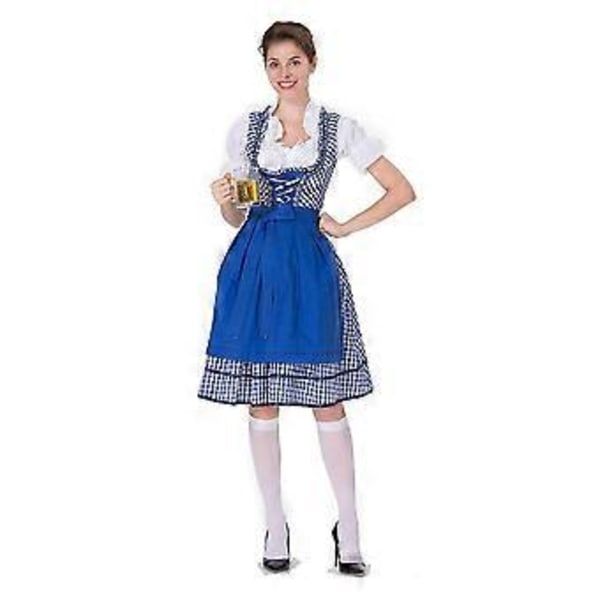 Oktoberfest Naisten Asu Dirndl Naisten Mekko Häät Vieras Dirndl Pusero Puku Seksikäs Sisältää Mekon, Puseron, Esiliinan (M Sininen)