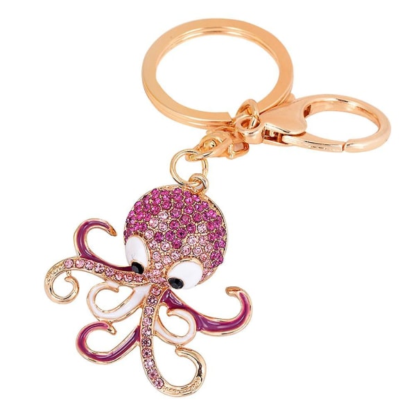 Merryso Lovely Cartoon Octopus Pendant Key Chain Keychain Ring Bag Purse Wallet Decor NeonPink