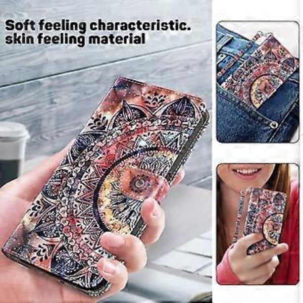 För Xiaomi Redmi Note 13 4G Läderfodral 3D Mönstertryck Telefonplånboksfodral (Färg Mandala)