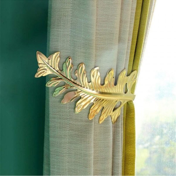 1 par (gyllene) antika bladform metalllegering gardinbindningar f