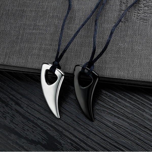 2 stk. Mænds rustfrit stål Alpha Spear Tribal Wolf Fang Pendant Halskæde