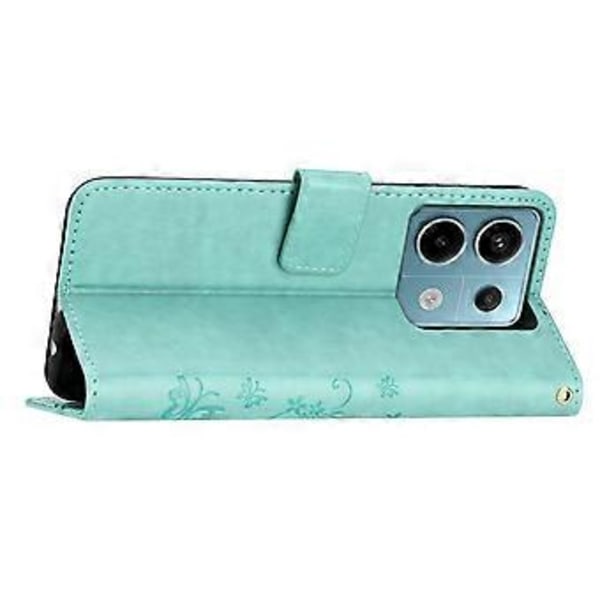 Fodral för Xiaomi Redmi Note 13 5G med fjärilsmönster PU Läder Plånboksfodral (Babyblå)