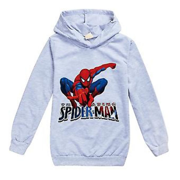 Spider-Man Cartoon Print Casual Hoodies Superhjälte Barn Långärmad Huvtröja Pojkar Flickor Pullover Toppar (11-12 År Grå)