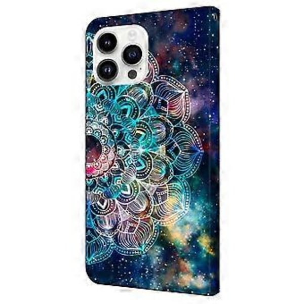 Til iPhone 16 Pro Cover Mønsterprintet Beskyttelsescover TPU+PU Læder Flip Telefon Cover (Style K)