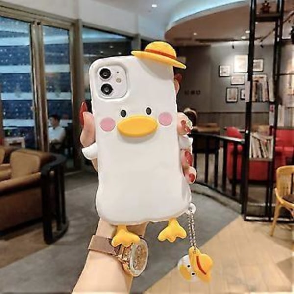 Wifantien 3D Ankafodral för iPhone 11 Pro 5,8 tum, iPhone 11 Pro Ankafodral, 3D Cartoon Söt Kawaii Underbar Anka med Hatt Barn Tonåringar Flickor Kvinnor Mjuk Sili