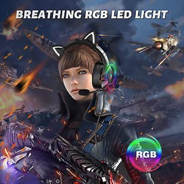 Onikuma K9 Justerbart Spelheadset USB 7.1 Surround PC Spelhörlurar Trådbundet (Rosa 7.1 kanal)