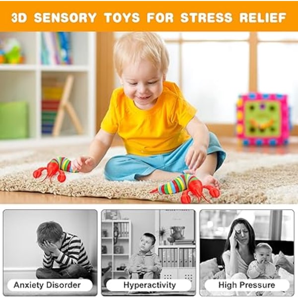Slim Toy, 3D Leddet Klistrete Strekkbare Sansestimulerende Leke (Kreps)