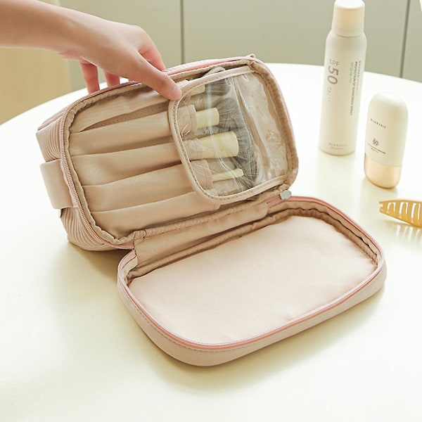 Bärbar kosmetisk väska, premium handväska i läder Matcha GreenTaro Lila