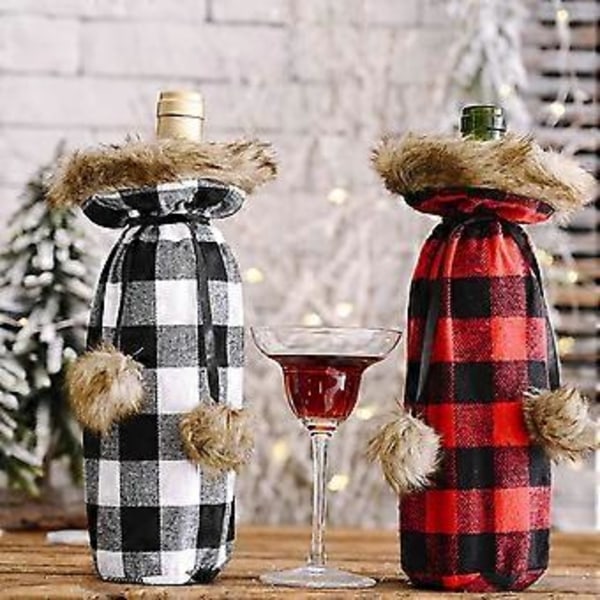 Plysch Dryckesflaskskydd, Jultomte Flaskpåsar, Julförvaring För Flaskor Med Dragsko Presentinslagning, Lämplig För Standard 500ml Vinflaska