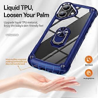 Skal till iPhone 16 Legeringslinsram PC+TPU Ställ Telefon Baksida (Stil B)