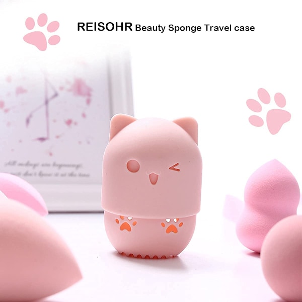 Svamphållare + Reseväska för Makeup Blender Skönhetssvamp B