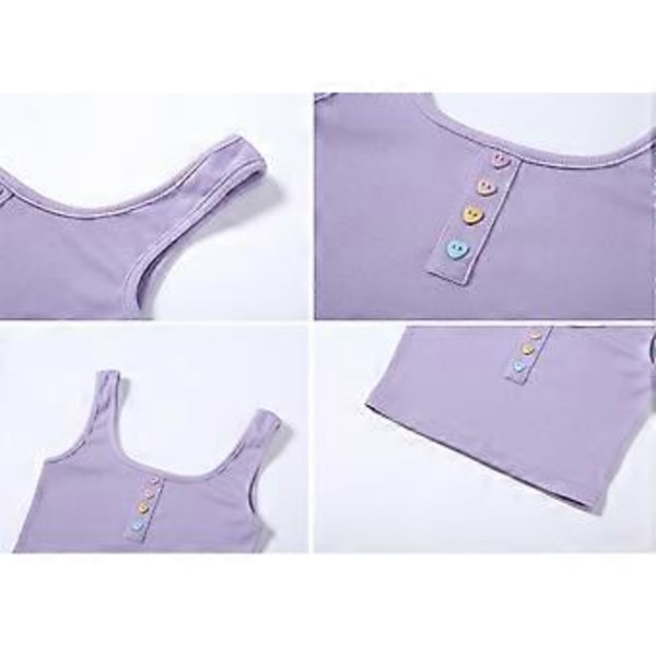 Sommer Sexy U-Hals Knapp Tank Topp Crop Top for Kvinner( )