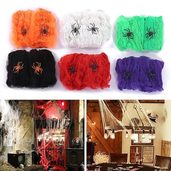 20g Halloween Läskig Fest Dekor Stretchy Spindelnät Spindelväv Bomullskräck Dekoration För Bar Spökhus Scen Rekvisita C