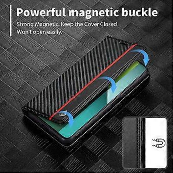 LC.IMEEKE Läderfodral med Kolfibertextur, Plånboksställ (Vertikala Ränder) för Xiaomi Redmi Note 13 Pro 5G/Poco X6 5G