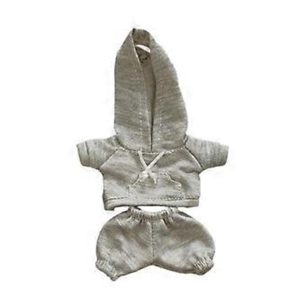 Dockkläder för 17 cm Plyschdocka Dockkläder Hoodie Sweatshirt och Byxor Mjuka Stilfulla Kläder för Gosedjur Söta (ljusgrå)