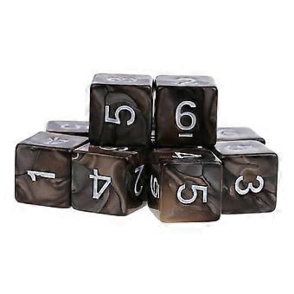 10 stk. D6 Polyedriske Terninger Pakke for DND Festspillrekvisitt (Grå Kaffe)
