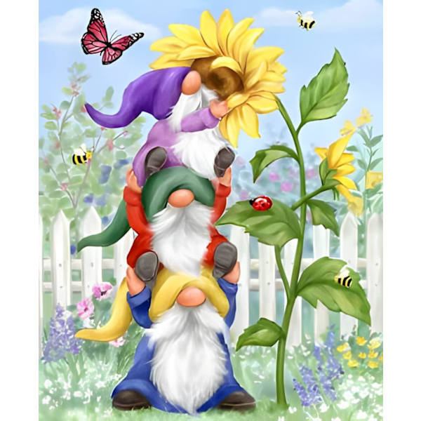 30x40cm Gnomes Diamantmaleri Fuld Kits, Diamantbroderi Hom