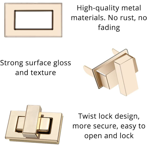 7 stk. taskebeslag, håndtaskebeslag i aluminiumlegering, taskebeslag
