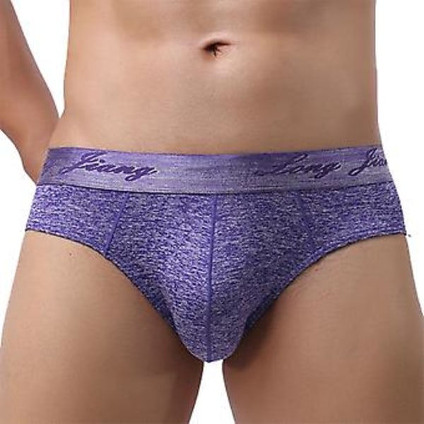 Fianao Longjiang Mænds Underbukser Ensfarvet U Konveks Underbukser Tynde Mid Rise Briefs til Badeværelse (XL Lilla)
