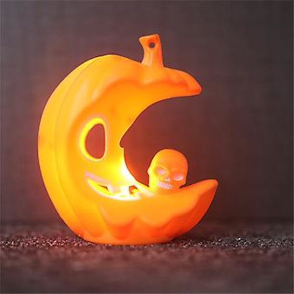 Halloween Ljuslyktor Spökfestival Dekorativa Rekvisita Skräck Skalle Färgglada Pumpa Led Ljus (Måne)