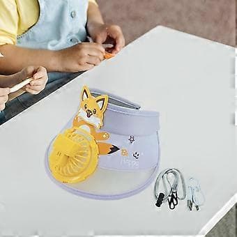 Solskærm med ventilator til børn, sød strandhat til drenge og piger, strandvandring (lilla)