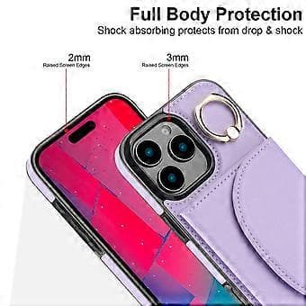 För iPhone 16 Pro Skal RFID-blockerande Plånbok Ställ Läder+TPU Telefonskydd (Stil E)