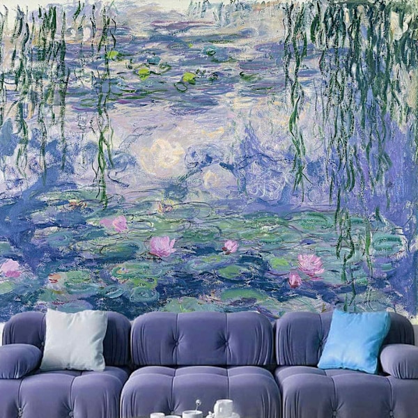 Gobelin til soveværelse Monet Gobelin Vandliljer Blomster Vægtapet