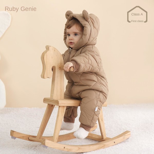 Baby Onesie Winter Clothes Baby Warm Soft Clothes Baby Sweater Jumpsuit Bear Baby Onesie Ivory white 66cm
