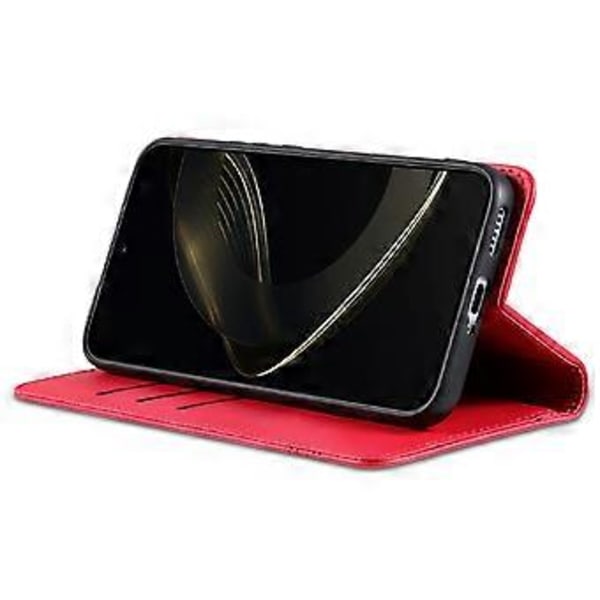 AZNS Samsung Galaxy A26 5G -kotelo, lehmännahkajäljitelmä PU-nahkainen lompakkokotelo - Punainen (Punainen)