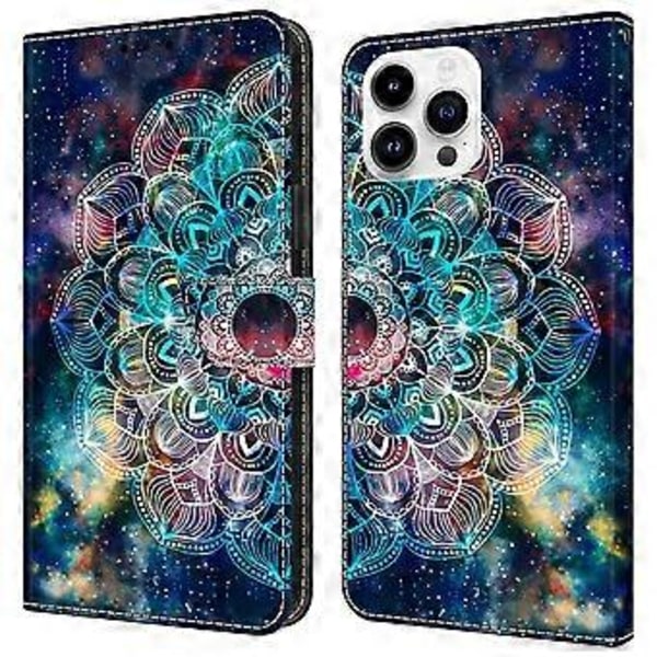 Til iPhone 16 Pro Cover Mønsterprintet Beskyttelsescover TPU+PU Læder Flip Telefon Cover (Style K)