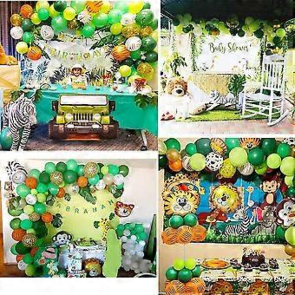 Ballonbue-Garland Kit til Børnefødselsdagsfest Dekorationer (122 stk. Jungle Dyr Ballonbue Garland Kit) (Dyrefest)