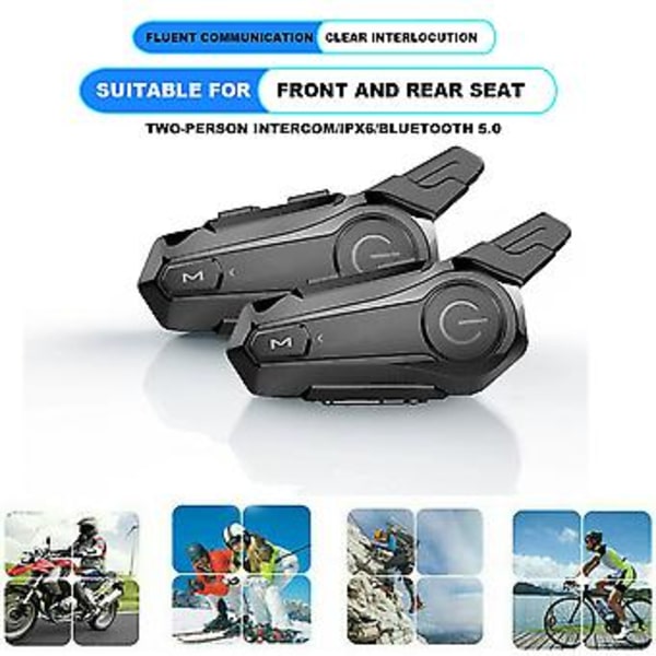 2 st Bluetooth Intercom Motorcykel Halvhjälm Bluetooth Headset För 2 Förare Intercomunicador Trådlöst Headset