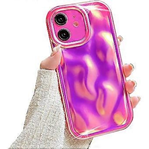 iPhone 11 Glitter-kotelo, söpö muodikka 3D-meteoriitti muotoilu, kimaltava värikäs kansi naisille ja tytöille, fluoresoiva punainen