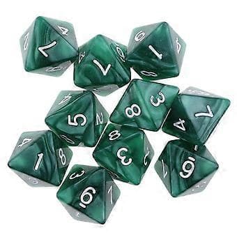 10x10 stk. 8-sidet terning D8 Polyhedral terninger til festbordspil Grøn