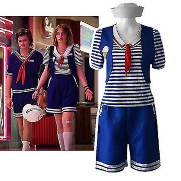 Stranger Things Robin Scoops Ahoy Halloween Kostym Uniform Fancy Dress Kvinnor Män Vuxna-r (L Herr)