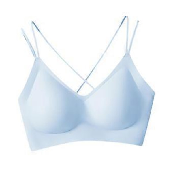 Dame BH Jelly Strip Support T-shirt BH Undertøj Push up BH Polstrede Braletter (L Blå)