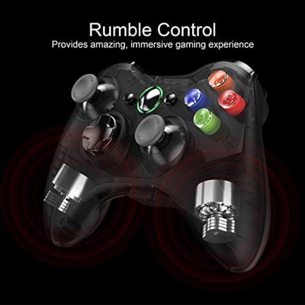 Trådlös handkontroll med mottagare kompatibel med Microsoft Xbox 360/Slim/Windows 11/10/8/7, med uppgraderad joystick/Dual