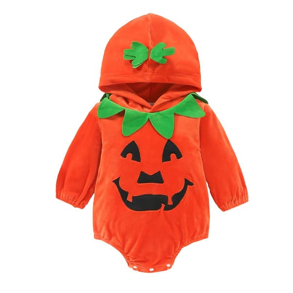Barn Halloween Djävul Pumpa Klänning（3M）